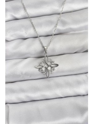 Renas Store 316L Çelik Zincir Gümüş Renk Sonsuzluk Model Zirkon Taşlı Kadın Kolye - TJ-BKO10872