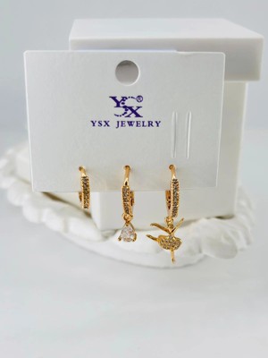 Renas Store Zirkon Taşlı Üçlü Kombin Küpe - KP00065