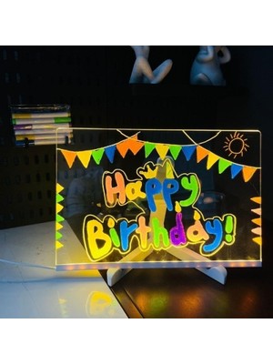 Hereveoyuncak LED Aydınlatmalı Yazı ve Çizim Tahtası - Küçük Boy 20X20 cm