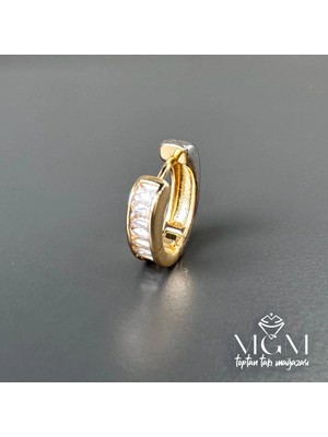 Renas Store Çift Renk -Rodyum Zirkon Taşlı Pirinç Zirkon Küpe - KP00101