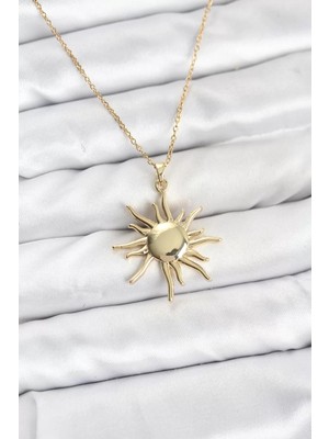 Renas Store 316L Çelik Zincir Gold Renk Güneş Model Kadın Kolye - TJ-BKO10901