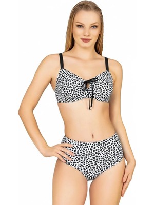 Endeep Kadın Balenli Destekli Büyük Beden Yüksek Bel Bikini Takımı