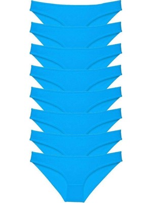 MiraLive 8 Adet Süper Eko Set Likralı Kadın Slip Külot Mavi