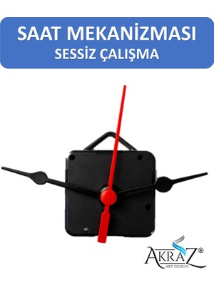 Akraz Art Design Duvar Saat Mekanizması 1 Adet 10 mm Şaft Sessiz Saat Motoru Akrep Yelkovan Okul Deney Saat Yapımı