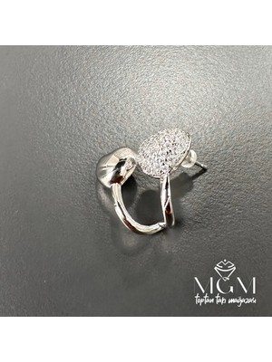 Renas Store Rodyum Zirkon Taşlı Pirinç Küpeler - KP00137