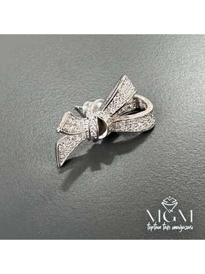 Renas Store Rodyum Zirkon Taşlı Pirinç Küpeler - KP00141