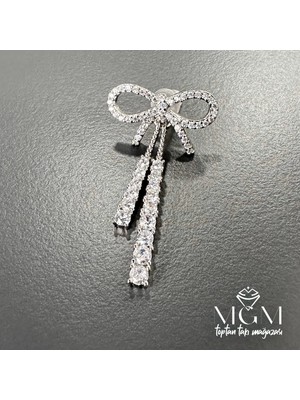Renas Store Rodyum Zirkon Taşlı Pirinç Küpeler - KP00131