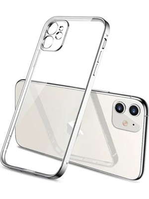 iPhone 11 6.1inç Renkli Kenar Şeffaf Kılıf Kamera Korumalı Silikon KILIF-(5775)