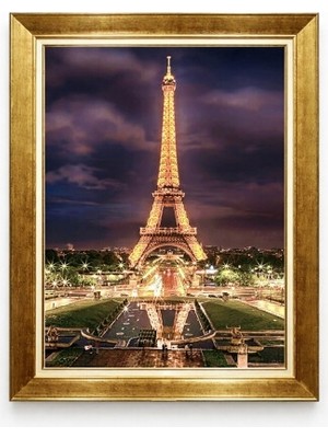 Tablore Paris Eyfel Kulesi Gece Manzaralı Çerçeveli Kanvas Tablo