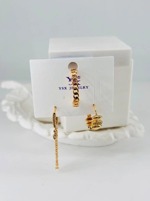 Renas Store Zirkon Taşlı Üçlü Kombin Küpe - KP00435
