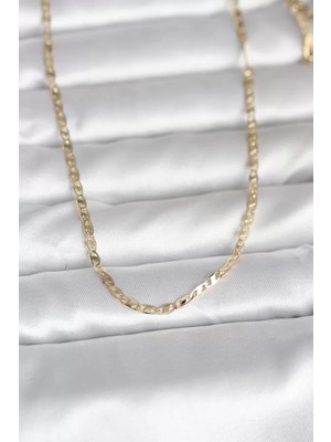 Renas Store cm 14K Gold Renk Yassı Zincir Model 60 cm Kadın Kolye - TJ-BKO10984