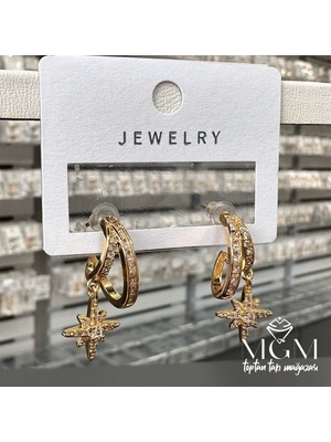Renas Store Zirkon Taşlı Pirinç Küpeler - KP00289