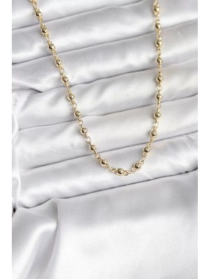 Renas Store 14K Gold Renk Kaplama Topçuklu Zincir Model cm Kadın Kolye - TJ-BKO10736
