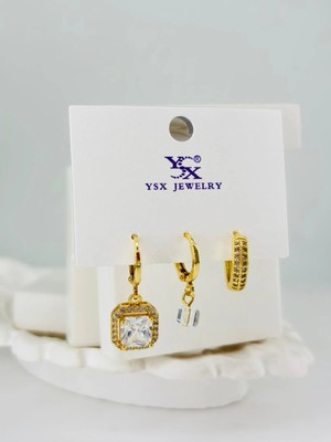 Renas Store Zirkon Taşlı Üçlü Kombin Küpe - KP00376
