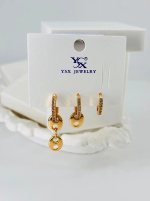 Renas Store Zirkon Taşlı Üçlü Kombin Küpe - KP00080