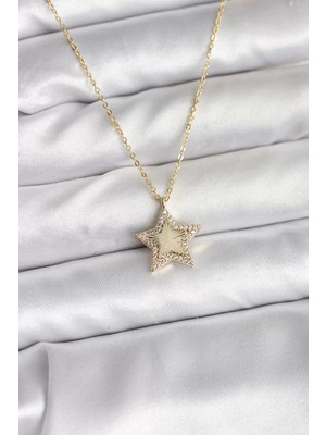 Renas Store Pirinç Gold Renk Zincirli Yıldızlı Model Kadın Kolye - TJ-BKO10751