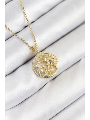 Renas Store 316L Çelik Zirkon Taşlı Ay Güneş Model Gold Renk Kadın Kolye - TJ-BKO10538