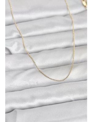 Renas Store cm 14K Gold Renk Ince Top Zincirli 60 cm Kadın Kolye - TJ-BKO10943