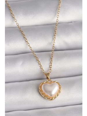 Renas Store 316L Çelik Gold Renk Zincir 3D Inci Model Kadın Kolye - TJ-BKO9713