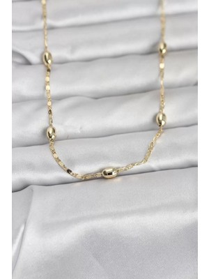 Renas Store cm 14K Gold Renk Damla Topçuklu Zincir Model 60 cm Kadın Kolye - TJ-BKO10977