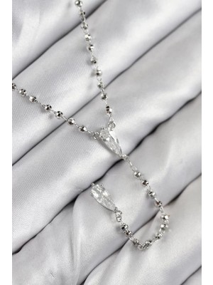 Renas Store Pirinç Zirkon Taşlı Gümüş Renk Kadın Y Kolye - TJ-BKO10496