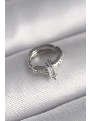 Renas Store 316L Çelik Gümüş Renk Zirkon Taşlı Tragus Piercing - TJ-PR1307
