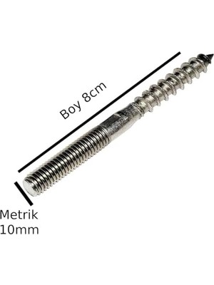 AyrStore Saplama Ahşap Ağaç Vidası Ahşap Vida Montaj Vidası Trifon Vida Metrik 10 Çap 10 mm 2 Adet