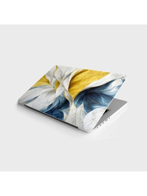 AyrStore Laptop Bilgisayar Notebook Pc Kaplama Etiketi Mavi Sarı Ebru