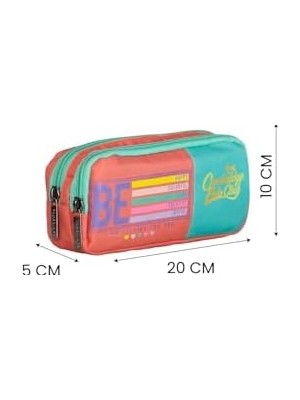 AyrStore Be Happy Çift Ana Bölmeli Çocuk Ilkokul Çanta Set, Tek Ebat, CPO4125, Pudra, Üniseks-Çocuk