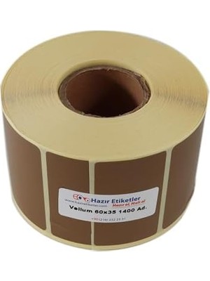AyrStore Etiket 60MM x 35MM 1400 Adet Kahverengi Zemin Baskılı