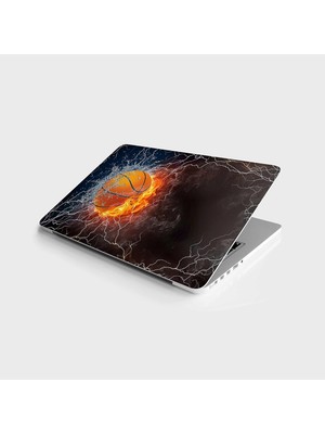 AyrStore Laptop Bilgisayar Notebook Pc Kaplama Etiketi Basketball Fire