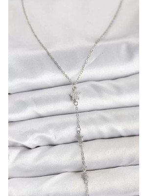 Renas Store 316L Çelik Zincir Gümüş Renkli Yıldız Model Kadın Y Kolye - TJ-BKO10671