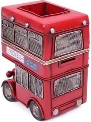 AyrStore Dekoratif Metal Araba Londra Şehir Otobüsü Kalemlik 1010E-2060-1