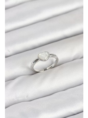 Renas Store Pirinç Gümüş Renk Kalpli Kadın Yüzük - TJ-BYK3881