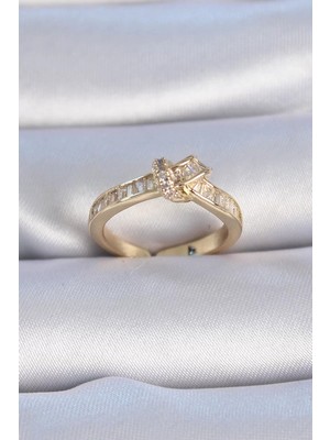 Renas Store Pirinç Gold Renk Zirkon Taşlı Düğüm Model Kadın Yüzük - TJ-BYK3344