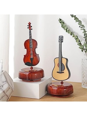 AyrStore Elektro Gitar Müzik Kutusu Klasik Kurmalı Müzik Kutusu Dönen Müzik Kutusu Dönen Taban Yaylı Müzik Aleti Minyatür Replika Artware Doğum Günü Sevgililer Günü Günü Için Hediye