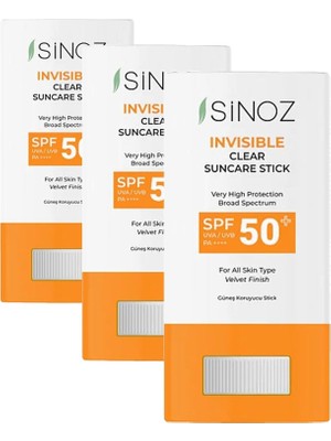 AyrStore Sinoz Nemlendirici Şeffaf Stick Güneş Kremi SPF50+ 15 gr (3 Paketi)