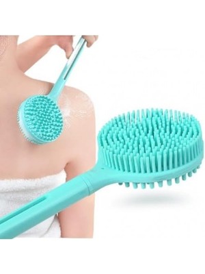 AyrStore Uzun Saplı Vücut Masaj Fırçası, Çift Taraflı Silikon Sırt Kese Banyo Duş Masaj Yumuşak Fırça