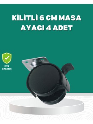 TKÇ Zemin Korumalı Kilitli Ayak Tekerlek Seti 6 cm