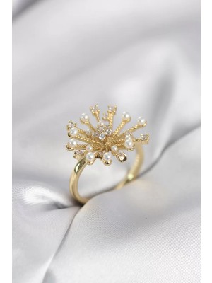 Renas Store Gold Renk Karahindiba Model Zirkon Taşlı Kadın Yüzük - TJ-BYK4086