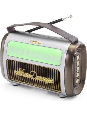 Renas Store Bluetooth Nostaljik Fm Radyo USB Tf Aux Rgb Taşınabilir Hoparlör - Kahverengi FX2512B
