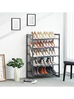 AyrStore 5 Katlı Ayakkabı Rafı, Genişleyen Metal Ayakkabı Rafı Ayarlanabilir Ayakkabı Rafı 15-20 Çift Ayakkabı, Kısa Bot, Topuklular Için Uygun, 74X104X307CM Koyu Gri LMR005GB