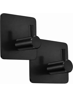 AyrStore Banyo Premium Siyah 304 Paslanmaz Çelik Bornoz Askısı 2’li Set | Güçlü Yapışkan | 5 Yıl Garanti