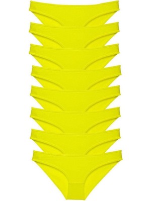 MiraLive 8 Adet Süper Eko Set Likralı Kadın Slip Külot Sarı