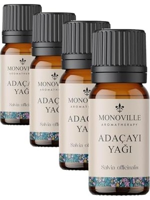 Monoville Adaçayı (Acı Elma) Uçucu Yağı 10 ML%100 Saf ve Doğal (Oil) (4 Paketi)
