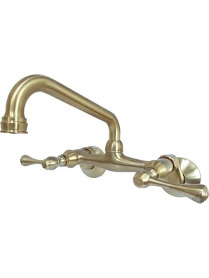 KS313SB 15,24 cm Ayarlanabilir Merkezi Duvara Monte Mutfak Musluğu, Pirinç, 6-15/16"