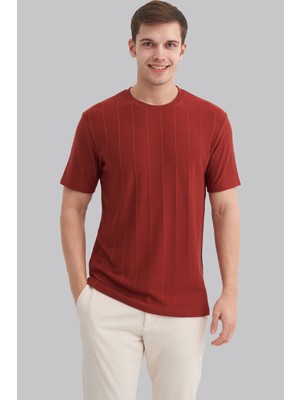 Cazador Pablo Erkek Çizgi Dokulu Premium Regular Fit Bisiklet Yaka T-Shirt 4203
