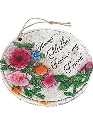 2 Adet Balkon ve Bahçe Süsü Gullu,anne Temalı Yuvarlak 15X15X1,1CM Duvar Süsü,taşı Balkon,bahçe ve Oda Dekor Hoşgeldiniz Tablo,tabela