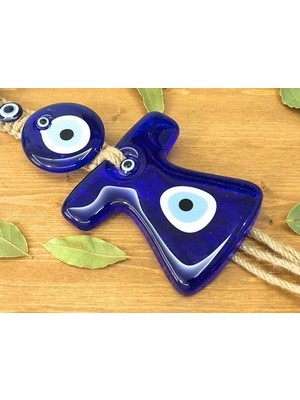 ve Boncuklarla Süslenmiş Büyük Boy Nazar Boncuğu El Yapımı Dekoratif Duvar Süsü (Kaftan)