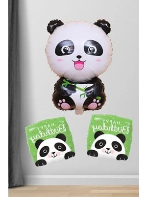 Die Grup Panda Şekilli Happy Birthday Balon Seti ile Eğlenceli Kutlama